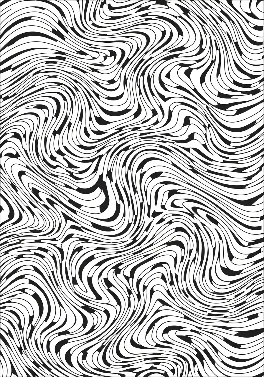Kleurplaat Optische illusies 25 optische golven patroon kleurplaat