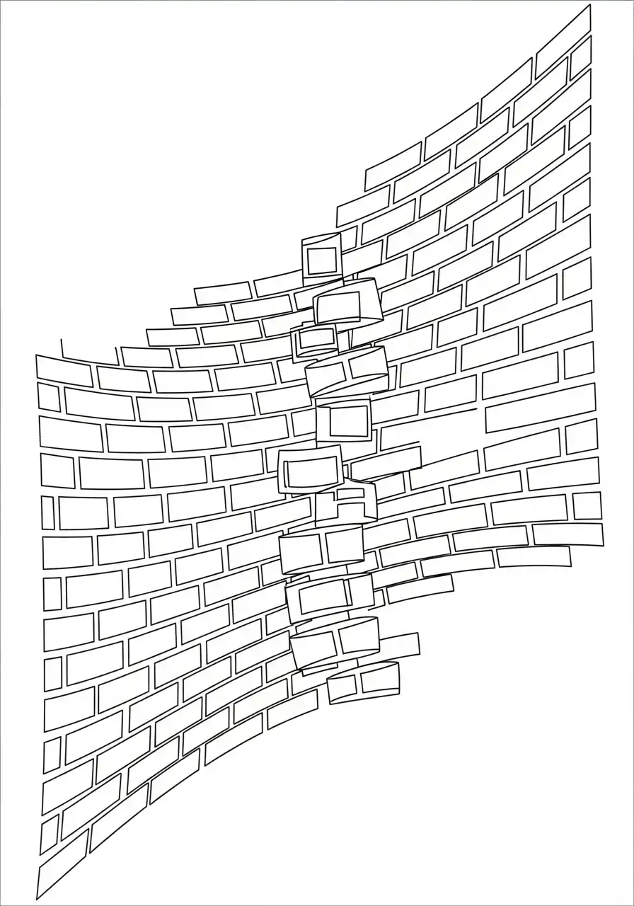 Kleurplaat Optische illusies 26 optische illusie gebogen muur kleurplaat