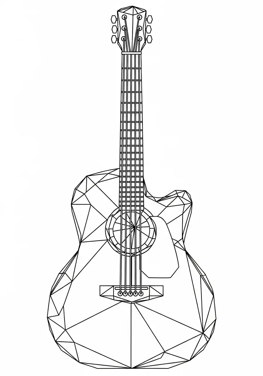 origami gitaar kleurplaat