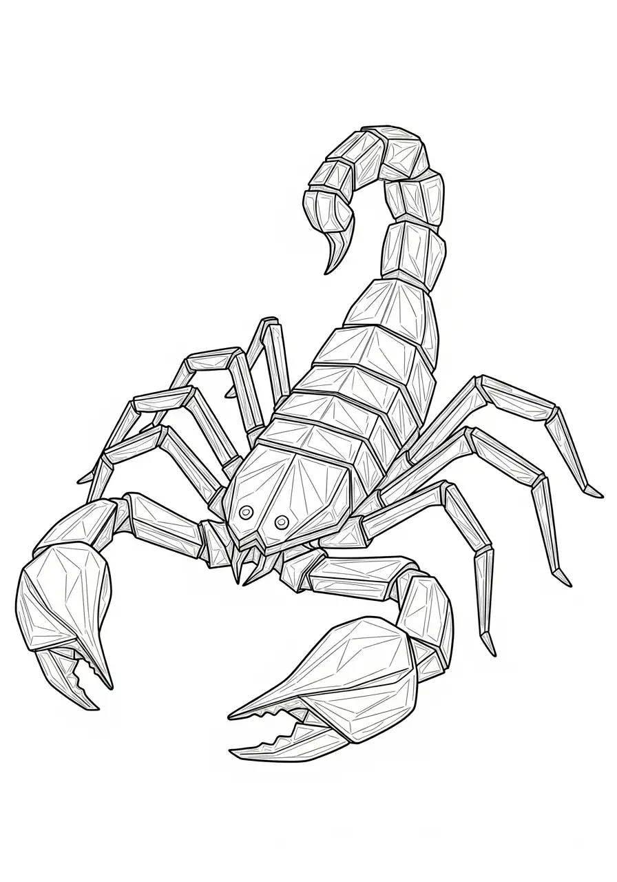 origami schorpioen kleurplaat