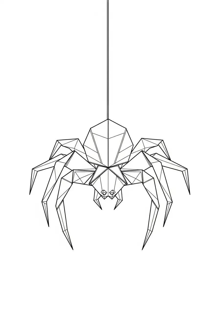 origami spin hangend kleurplaat