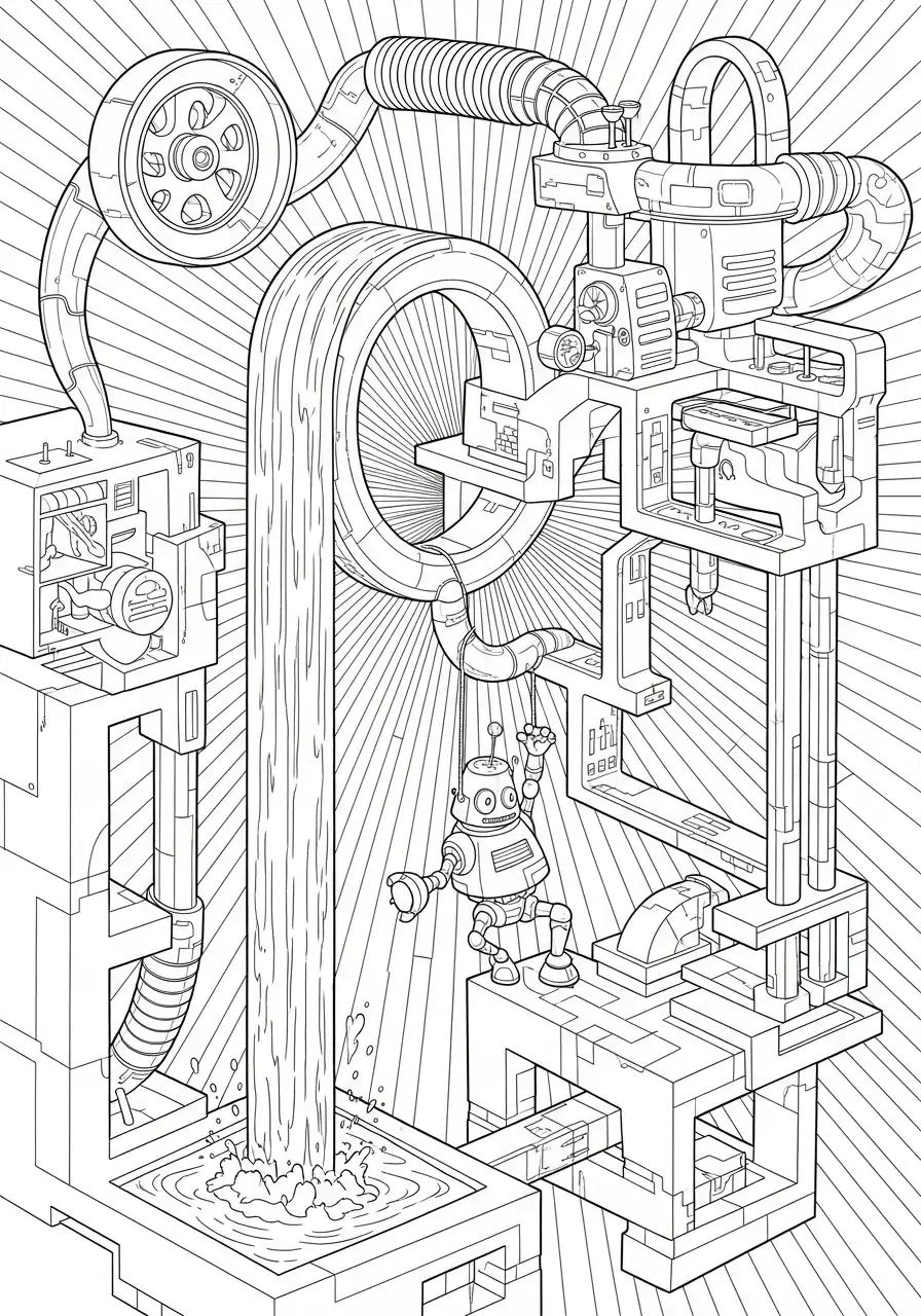 Kleurplaat Optische illusies 29 perpeteum mobile machine kleurplaat