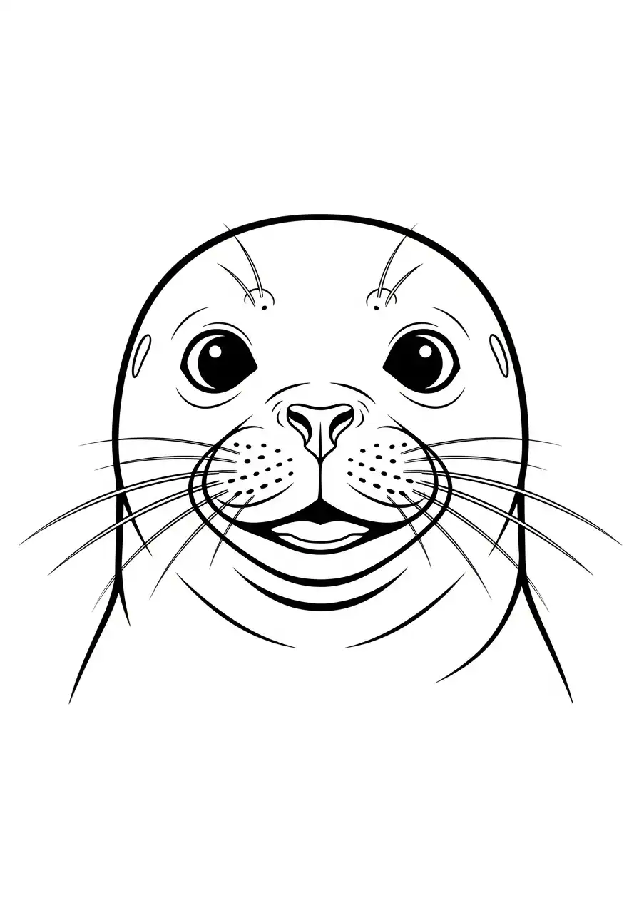 portret lachende zeehond kleurplaat