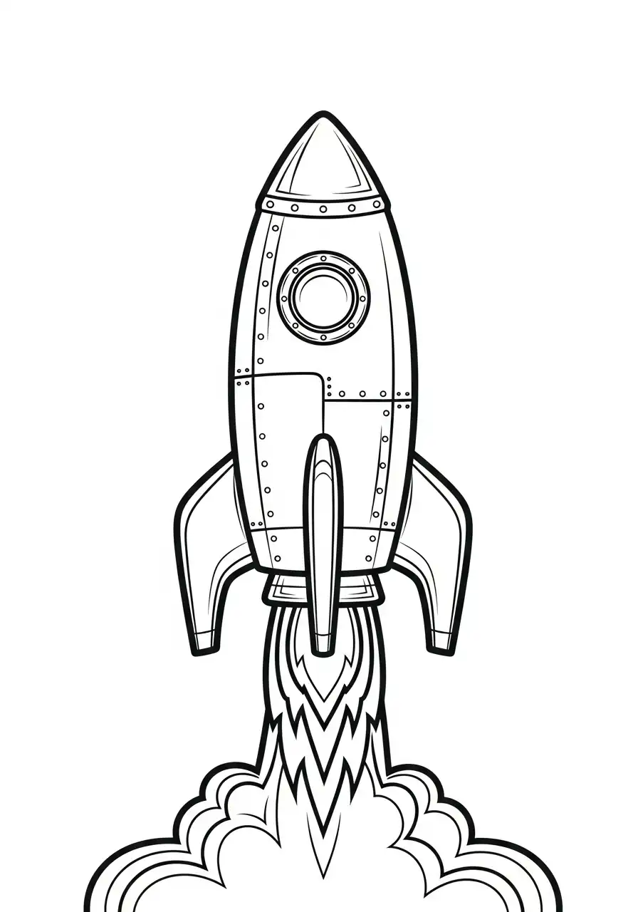 Emoji Kleurplaat 39 raket lancering kleurplaat