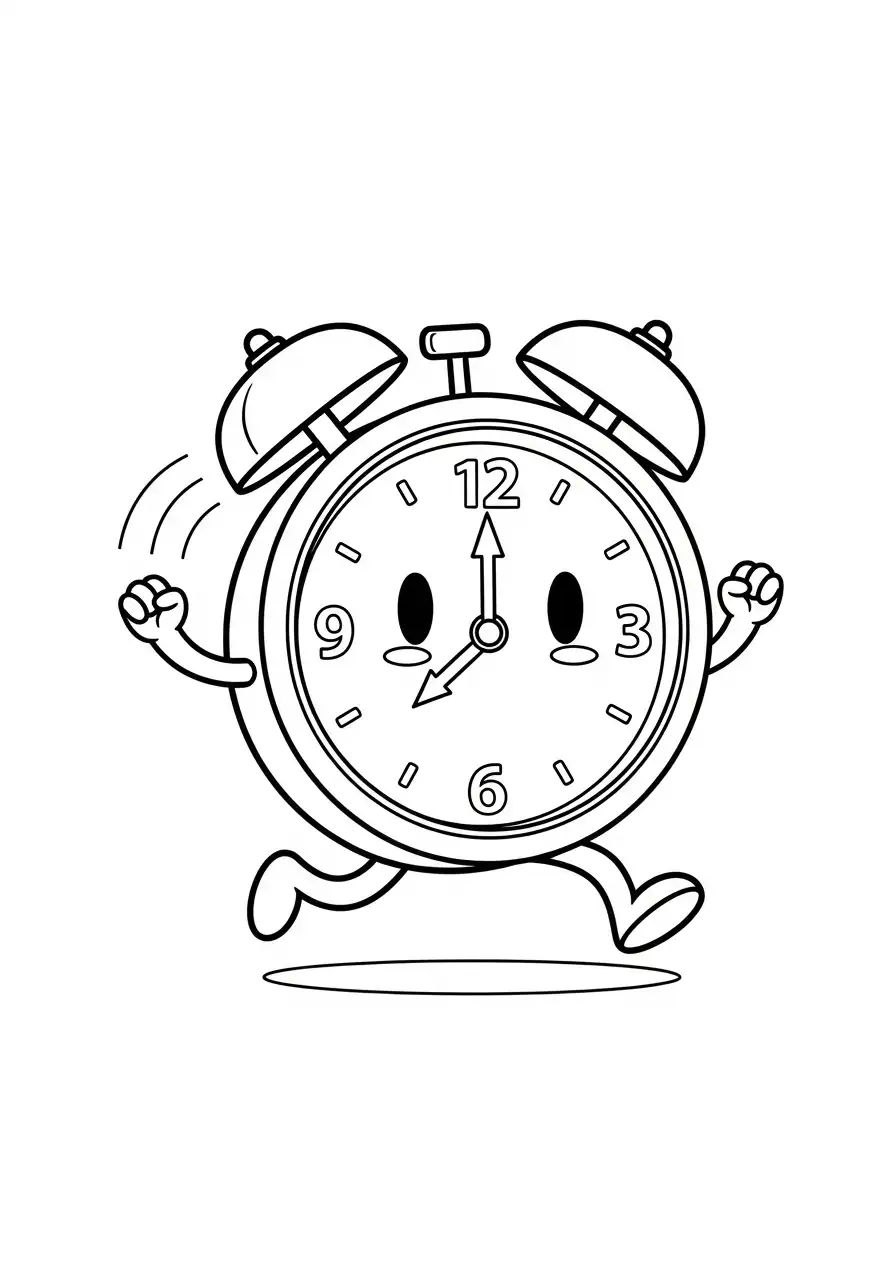 rennende wekker kleurplaat