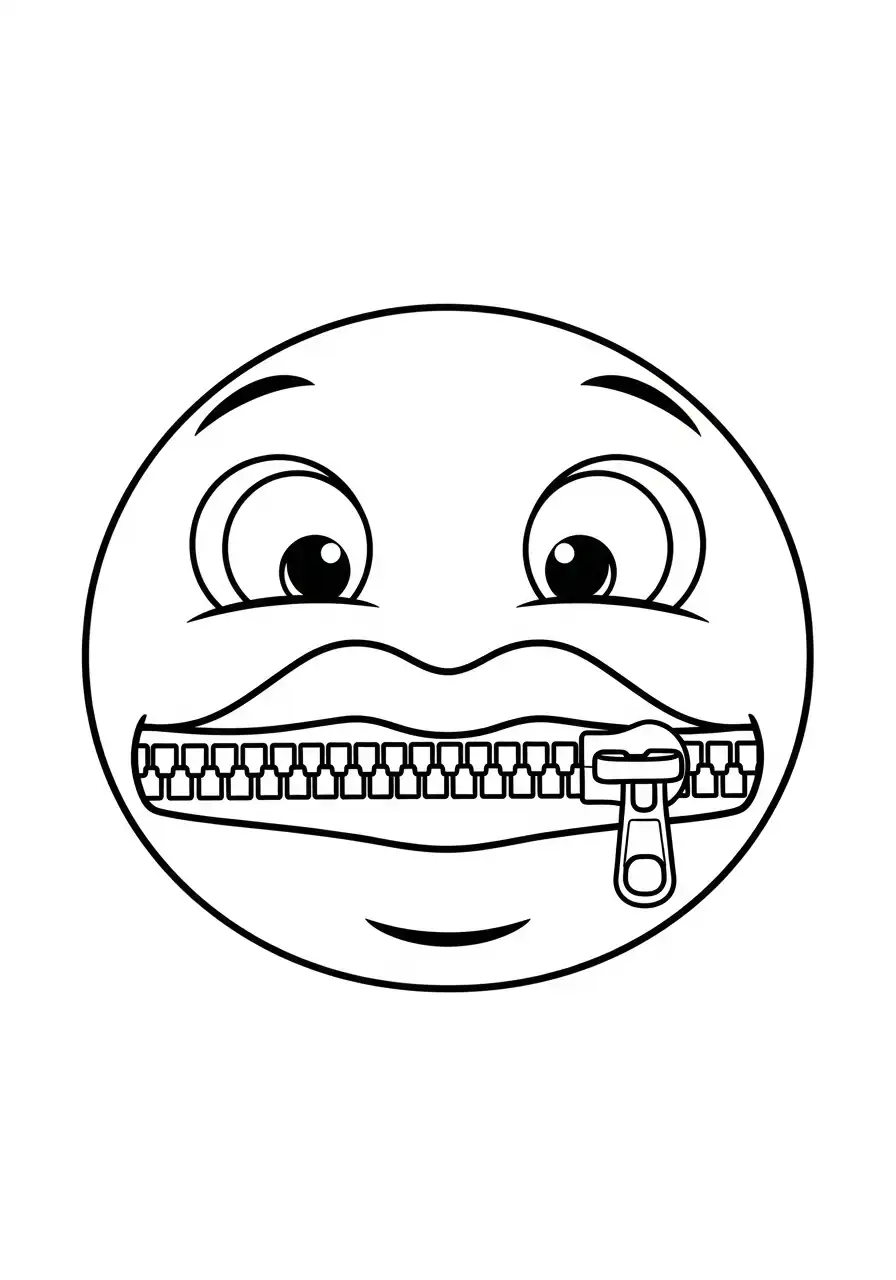 Emoji Kleurplaat 40 rits mond emoji kleurplaat