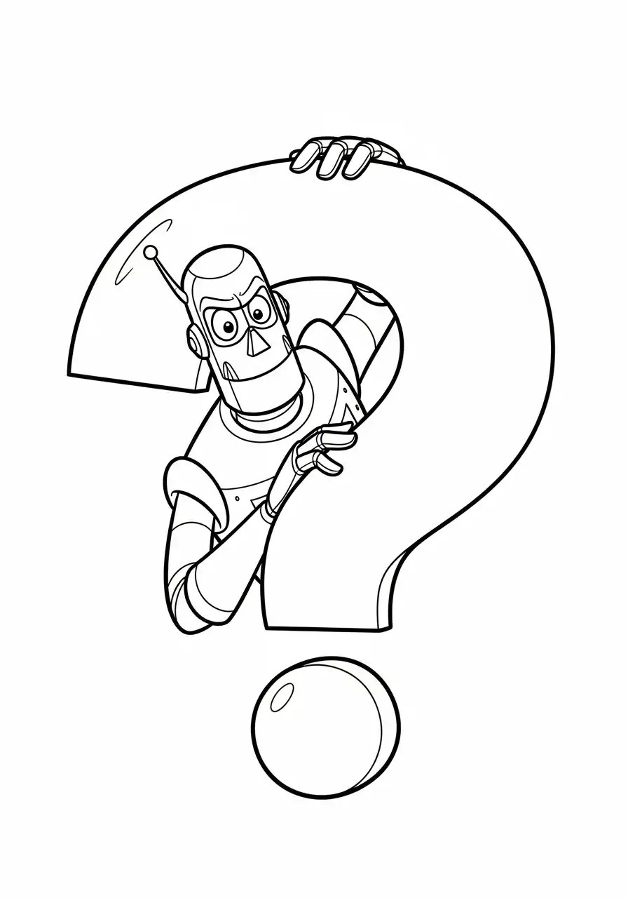 robot achter vraagteken kleurplaat