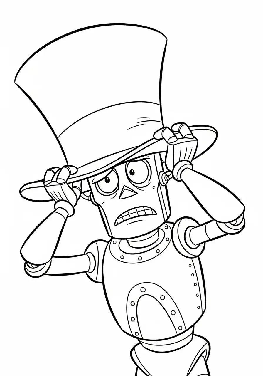 robot met hoge hoed kleurplaat