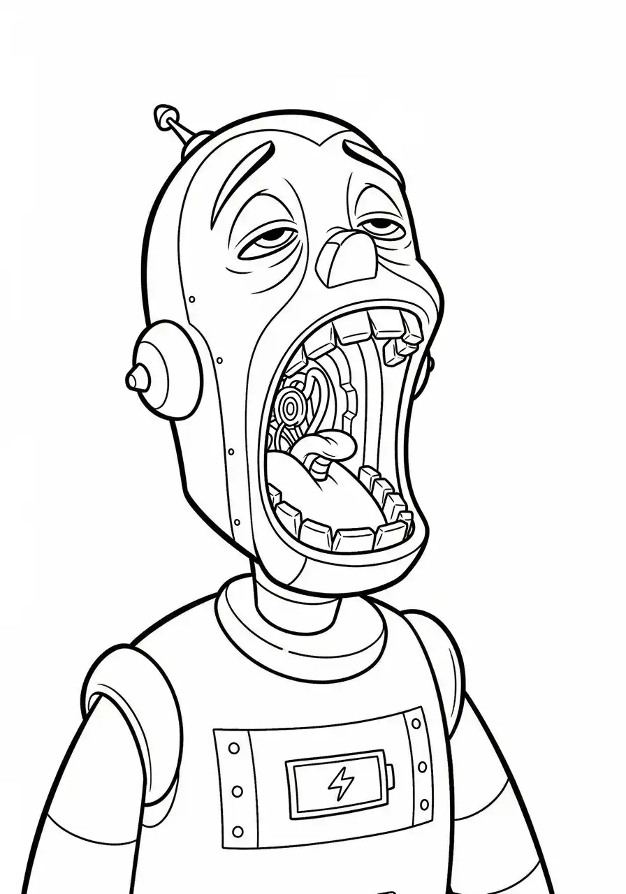 robot met lage batterij kleurplaat