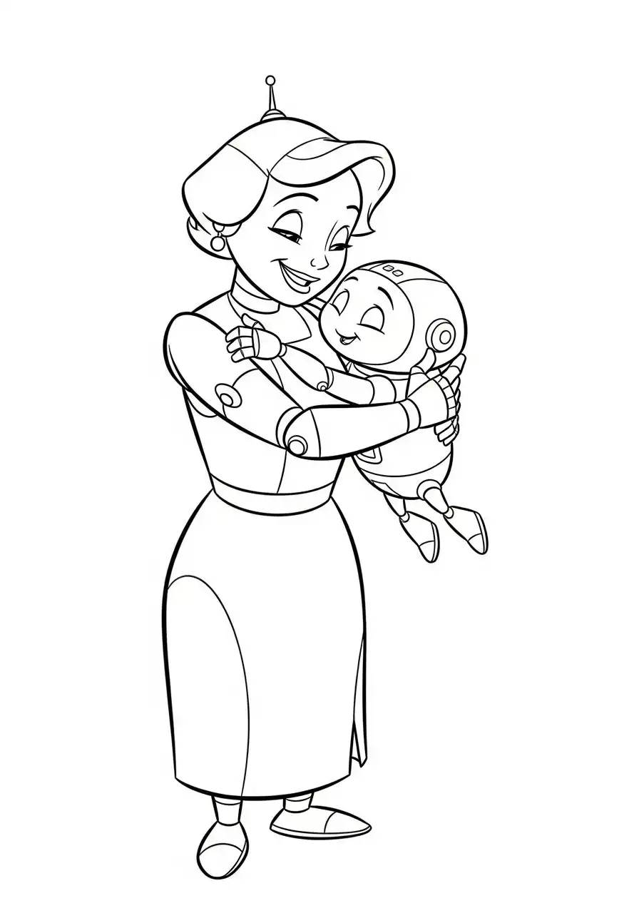 robot moeder en kind kleurplaat