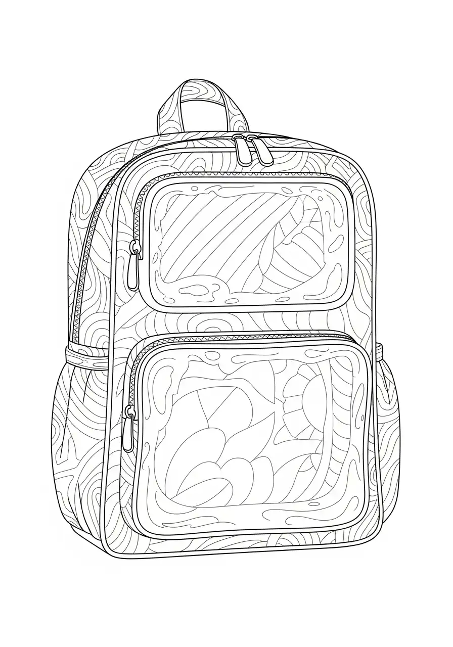 rugzak met abstract patroon kleurplaat