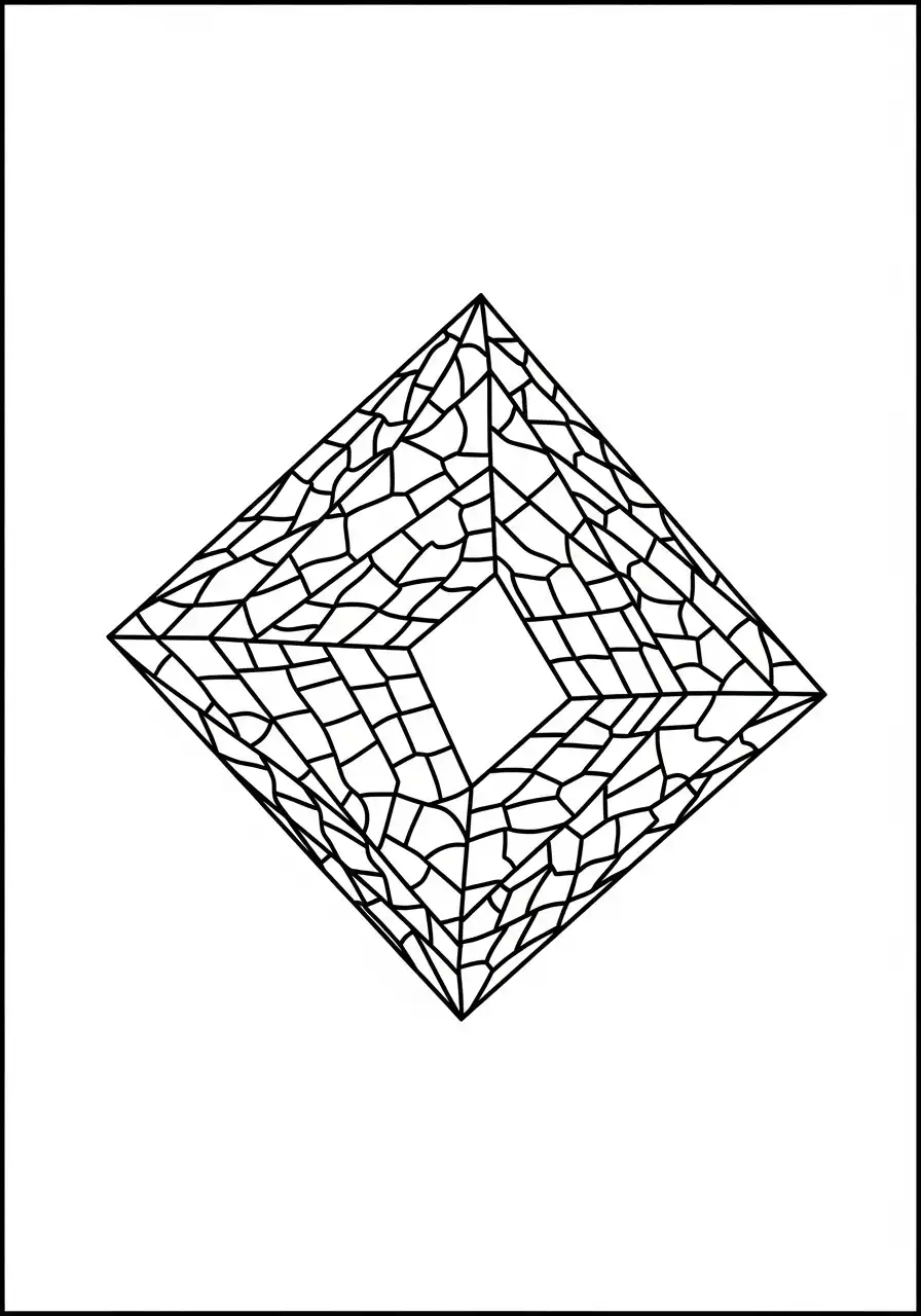 Kleurplaat Optische illusies 30 ruitvorm met perspectief kleurplaat