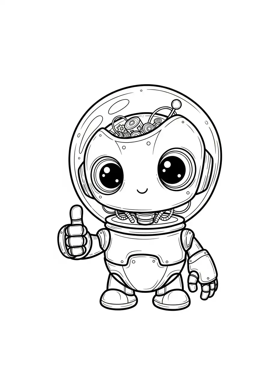 schattige astronaut robot kleurplaat