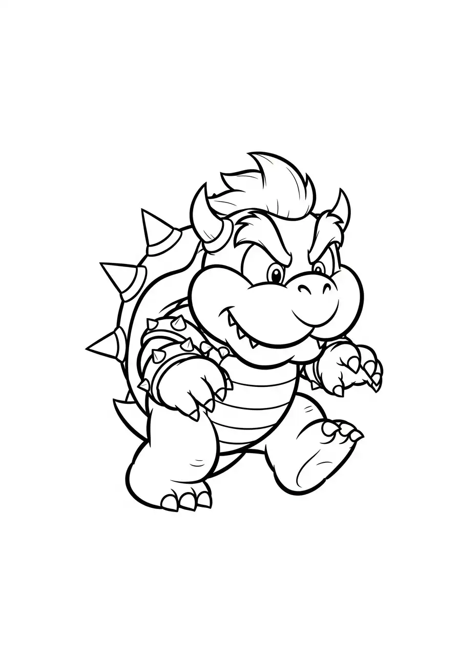 schattige bowser loopt kleurplaat