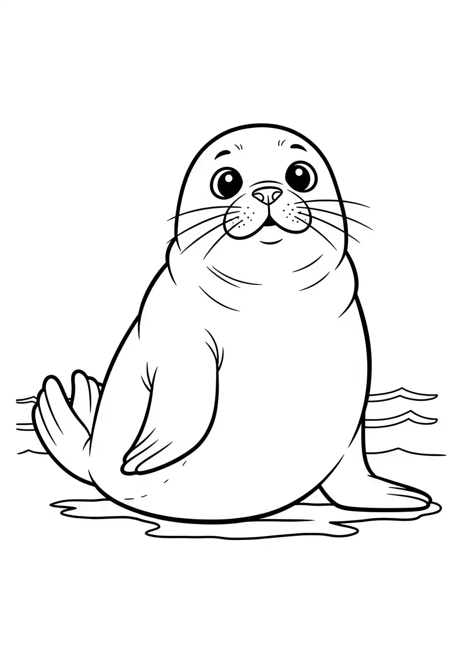 schattige zeehondenpup kleurplaat