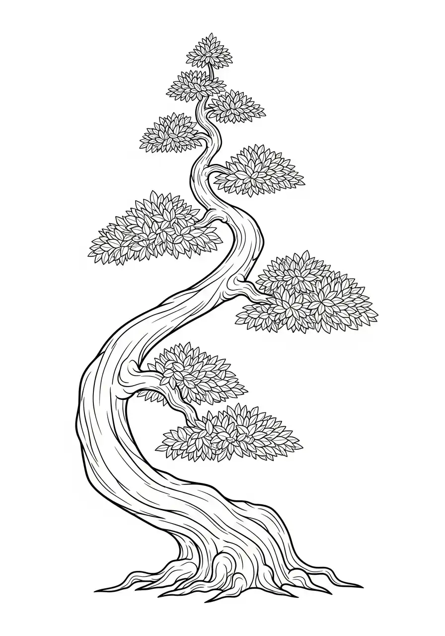 slingerende hoge bonsai kleurplaat