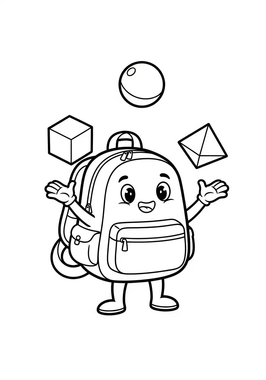 speelse rugzak vormen kleurplaat