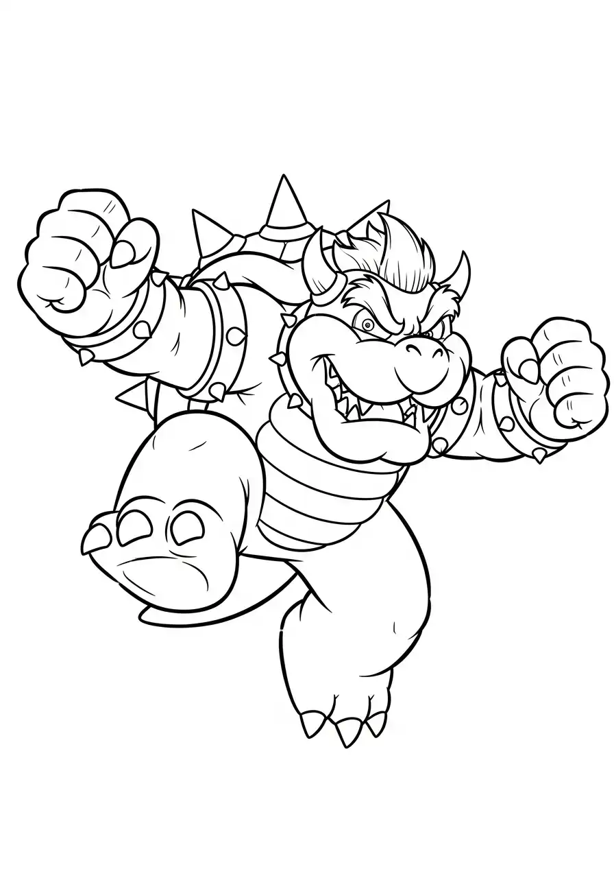 springende bowser kleurplaat