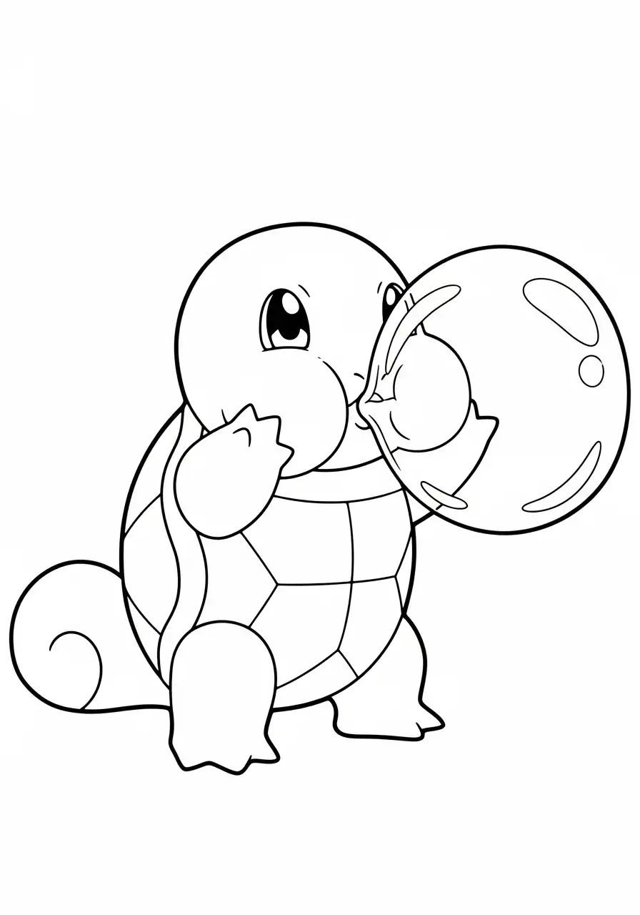 Squirtle Kleurplaat 9 squirtle blaast een bubbel kleurplaat