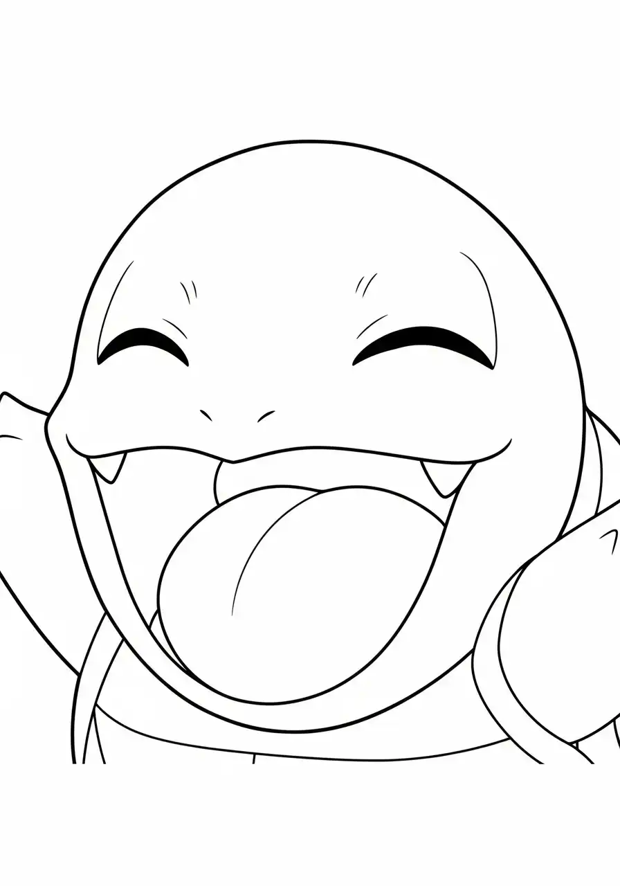 Squirtle Kleurplaat 17 squirtle grote lach close up kleurplaat