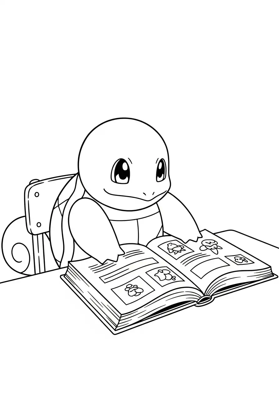 Squirtle Kleurplaat 20 squirtle leest en studeert kleurplaat