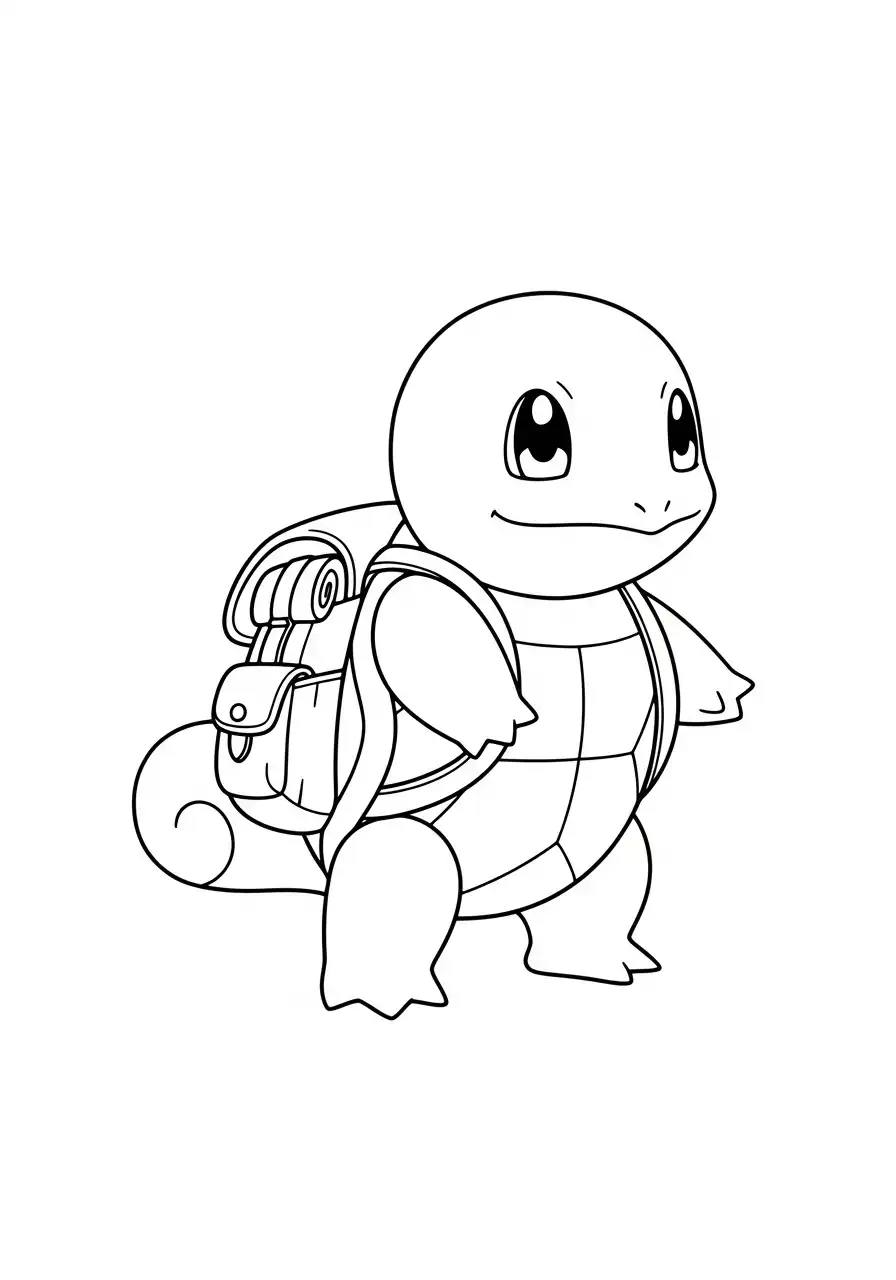 Squirtle Kleurplaat 23 squirtle met rugzak kleurplaat