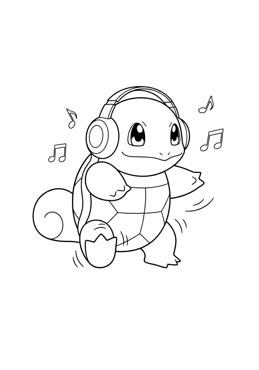 Squirtle Kleurplaat 26 squirtle muziek luisteren kleurplaat
