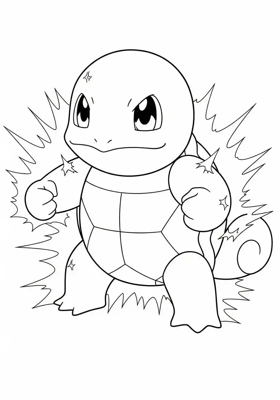 Squirtle Kleurplaat 27 squirtle oefent een aanval kleurplaat