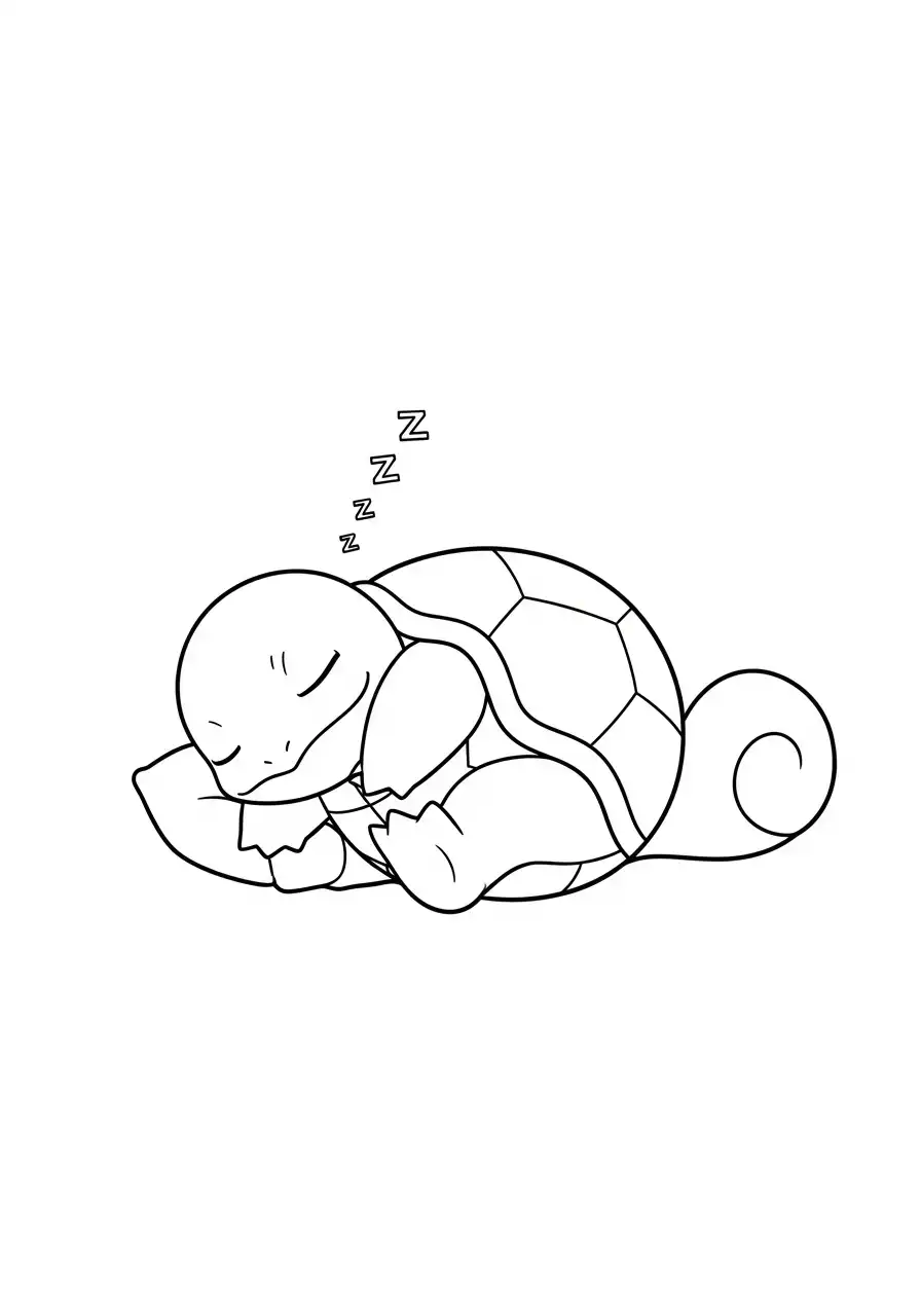 Squirtle Kleurplaat 29 squirtle slaapt kleurplaat