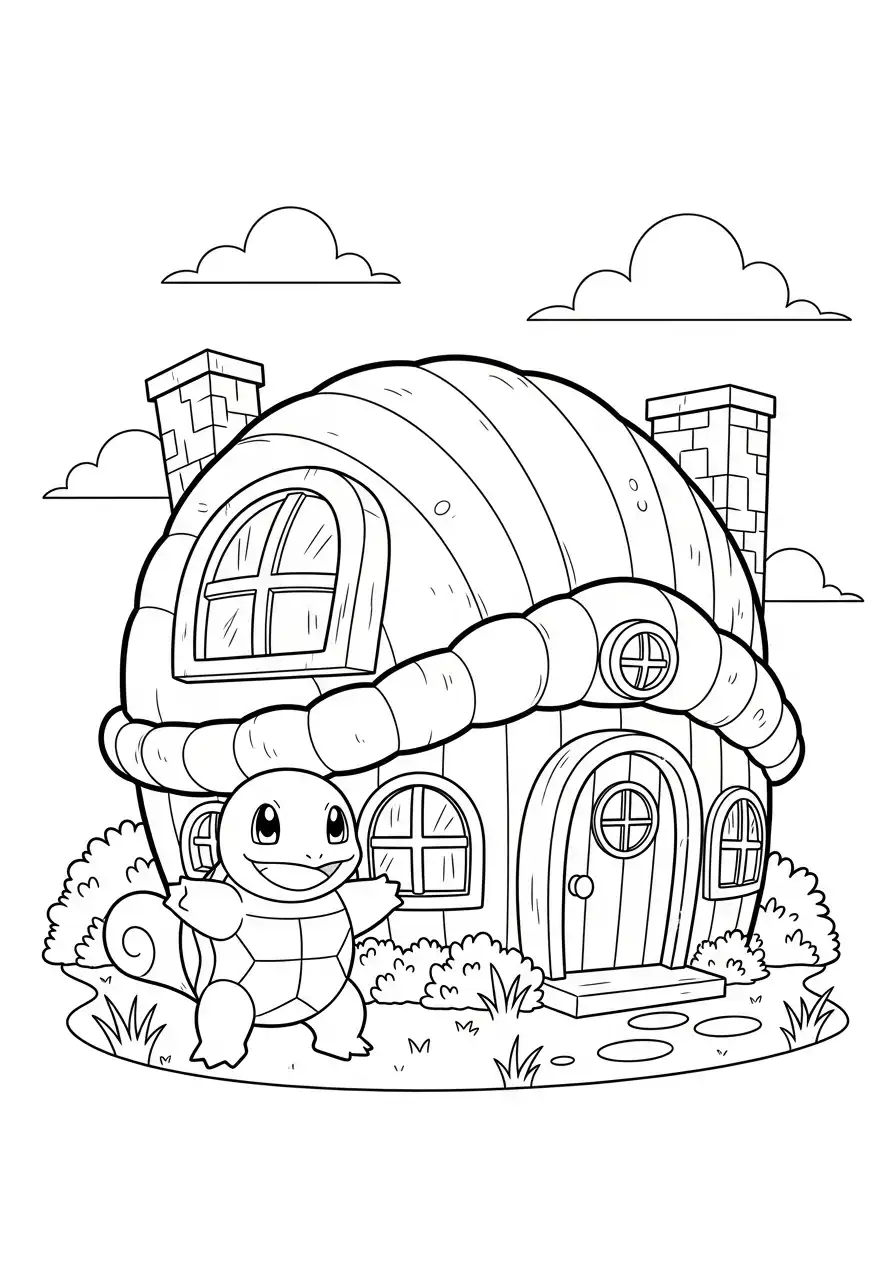 Squirtle Kleurplaat 37 squirtle voor zijn huisje kleurplaat