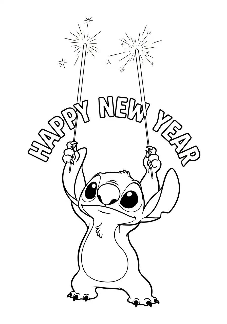 stitch houdt sterretjes omhoog kleurplaat