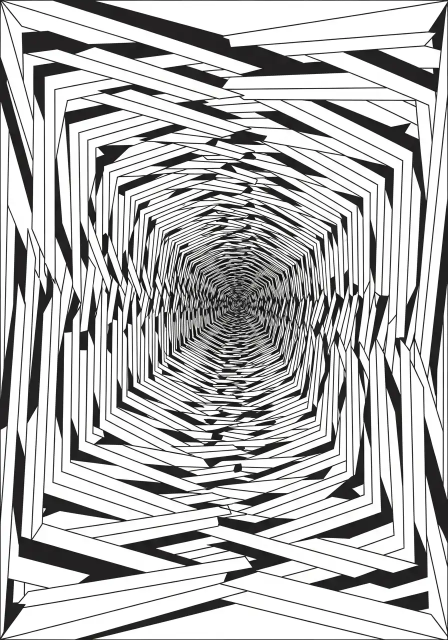 Kleurplaat Optische illusies 34 tunnel illusie hexagonen kleurplaat