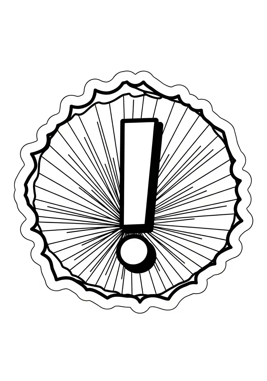 Kleurplaat Sticker 32 uitroepteken explosie kleurplaat