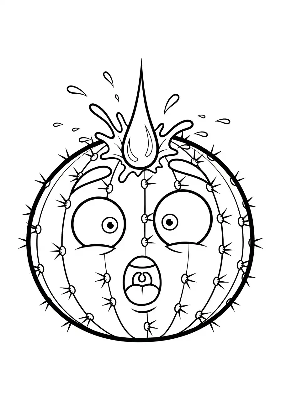 verschrikte bolcactus waterdruppel kleurplaat