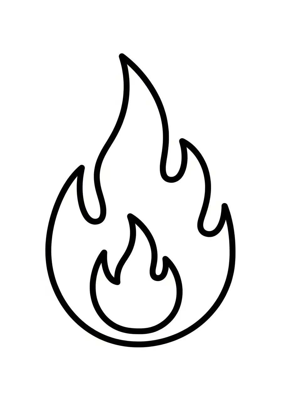 Emoji Kleurplaat 43 vlam vuur symbool kleurplaat