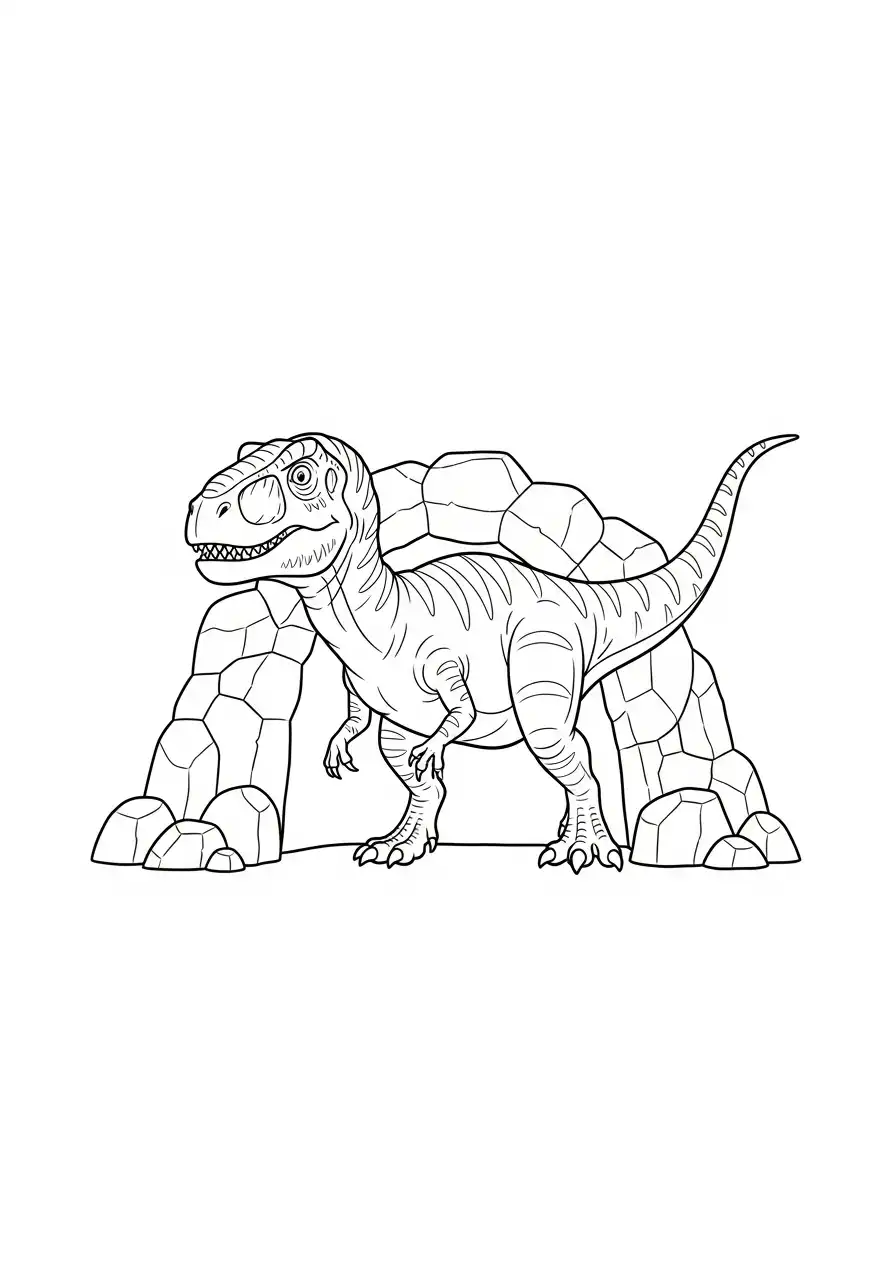 Gigantosaurus Kleurplaat 31 vleesetende dinosaurus bij grot kleurplaat