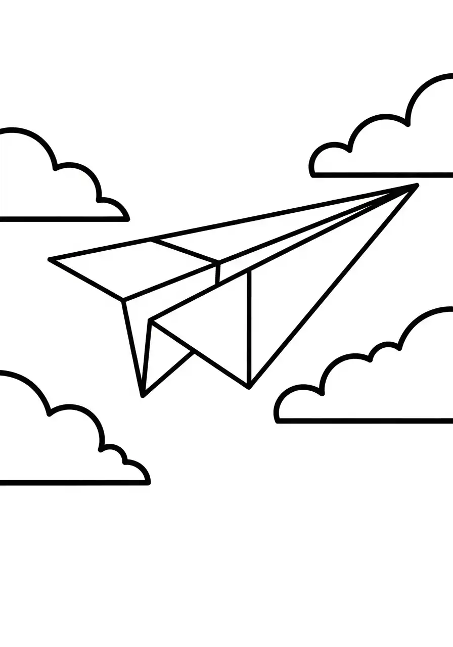 vliegend origami vliegtuigje kleurplaat