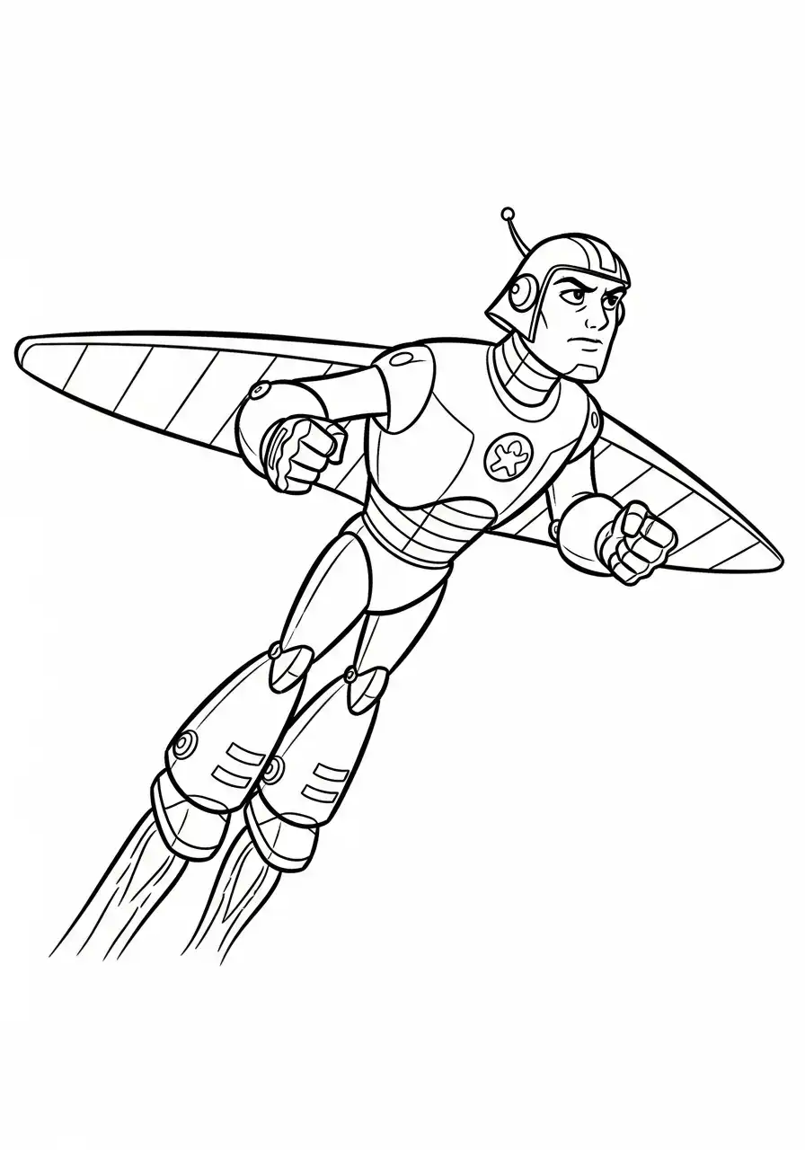 vliegende robot superheld kleurplaat