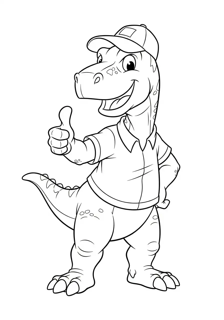 Gigantosaurus Kleurplaat 32 vriendelijke dino geeft duim omhoog kleurplaat