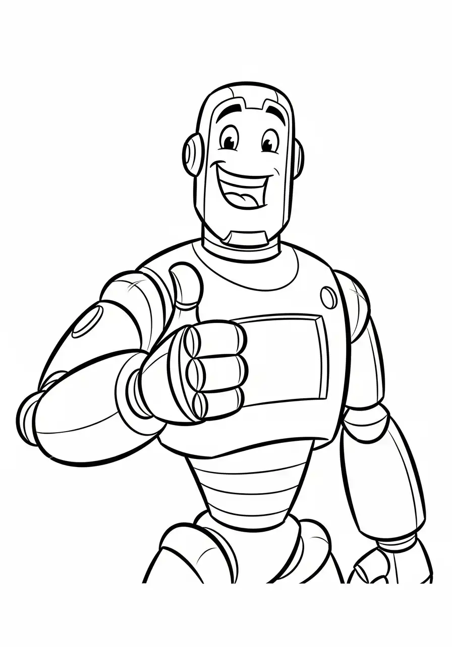 vriendelijke robot wijst kleurplaat