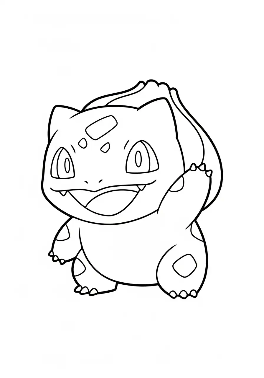 vrolijke bulbasaur zwaaiend kleurplaat