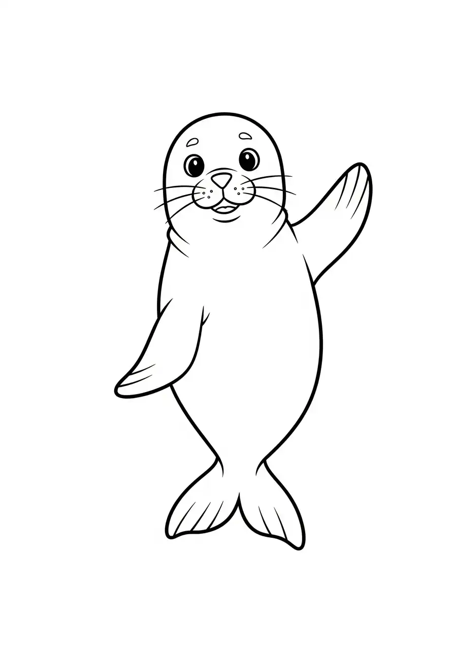 vrolijke zeehond zwaaiend kleurplaat