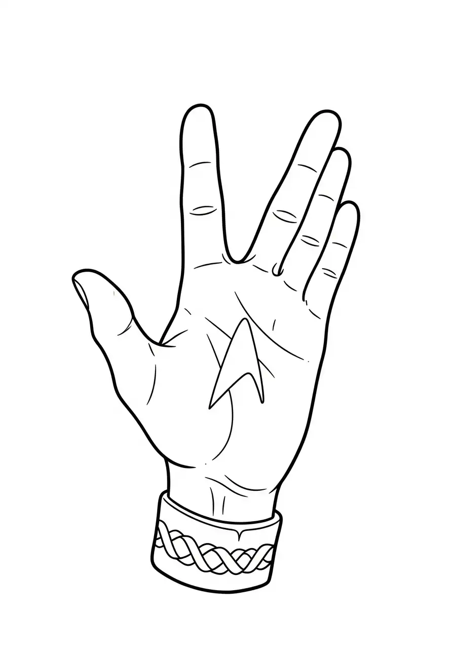 Emoji Kleurplaat 45 vulcan groet hand kleurplaat