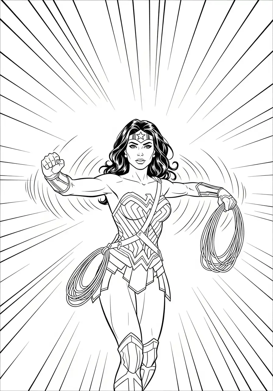 wonder woman actie pose kleurplaat
