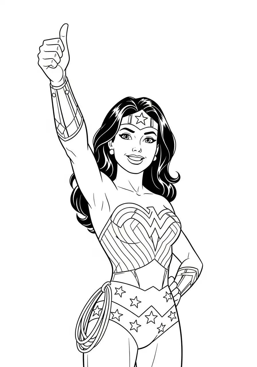 wonder woman duim omhoog kleurplaat