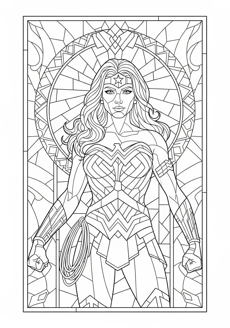 wonder woman glas in lood kleurplaat