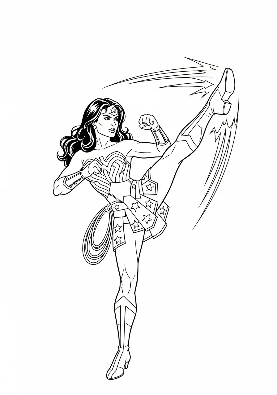 wonder woman hoge schop kleurplaat