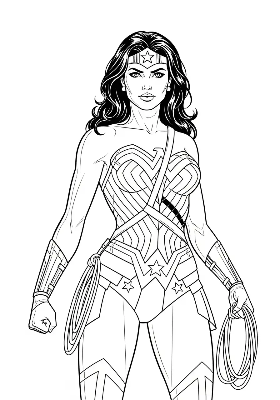 wonder woman lasso van de waarheid kleurplaat