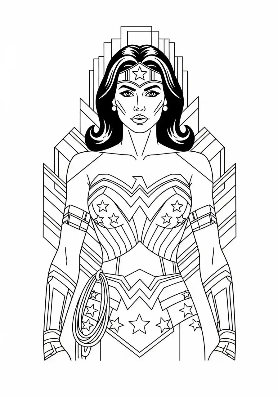 wonder woman moderne stijl kleurplaat