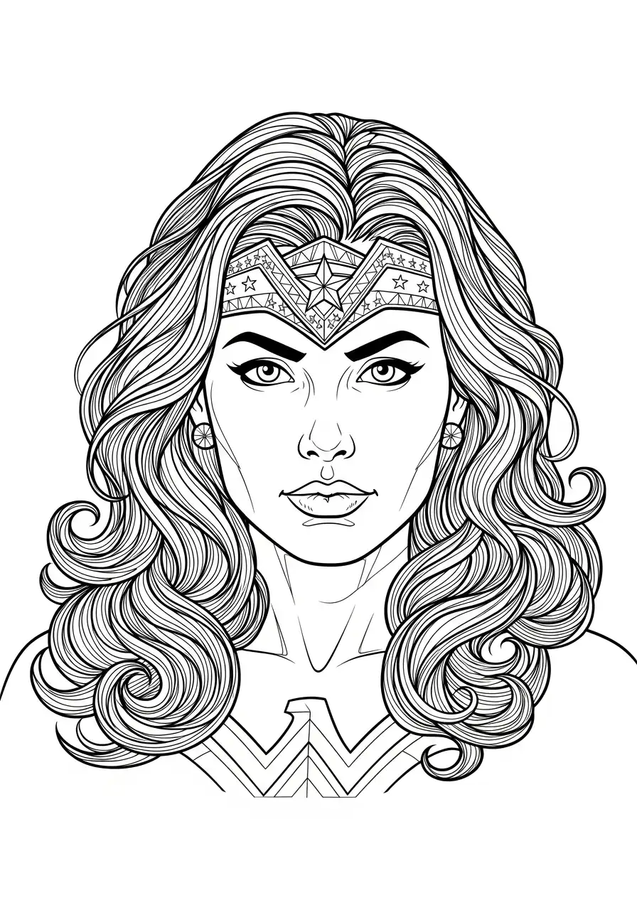 wonder woman portret kleurplaat